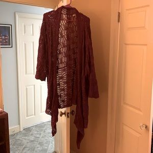 Woman Within 3x Open Front Crochet Cardigan